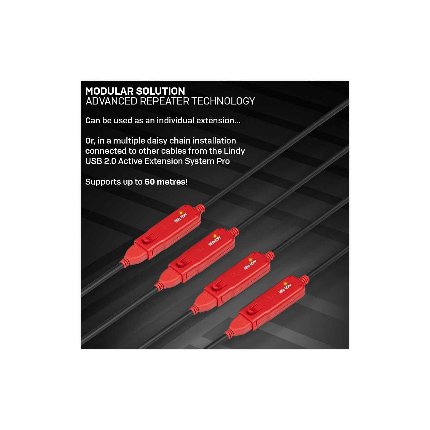 LINDY USB 2.0 Aktiv-Verlängerungs-Hub Pro 4 Port 12m — Buy in Cyprus with Fast Delivery