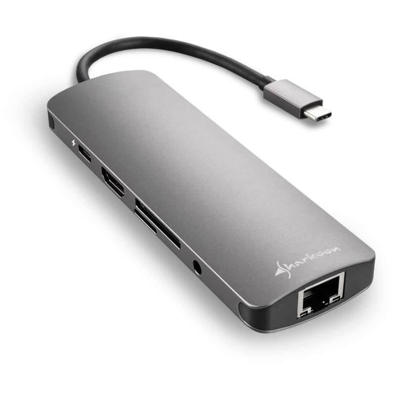 Buy Sharkoon USB-C Combo Adapter - HDMI, RJ-45, 3x USB-A + 1x USB-C, 5 Gbit/s, Grey in Cyprus, Nicosia, Limassol, Larnaka, Pafos