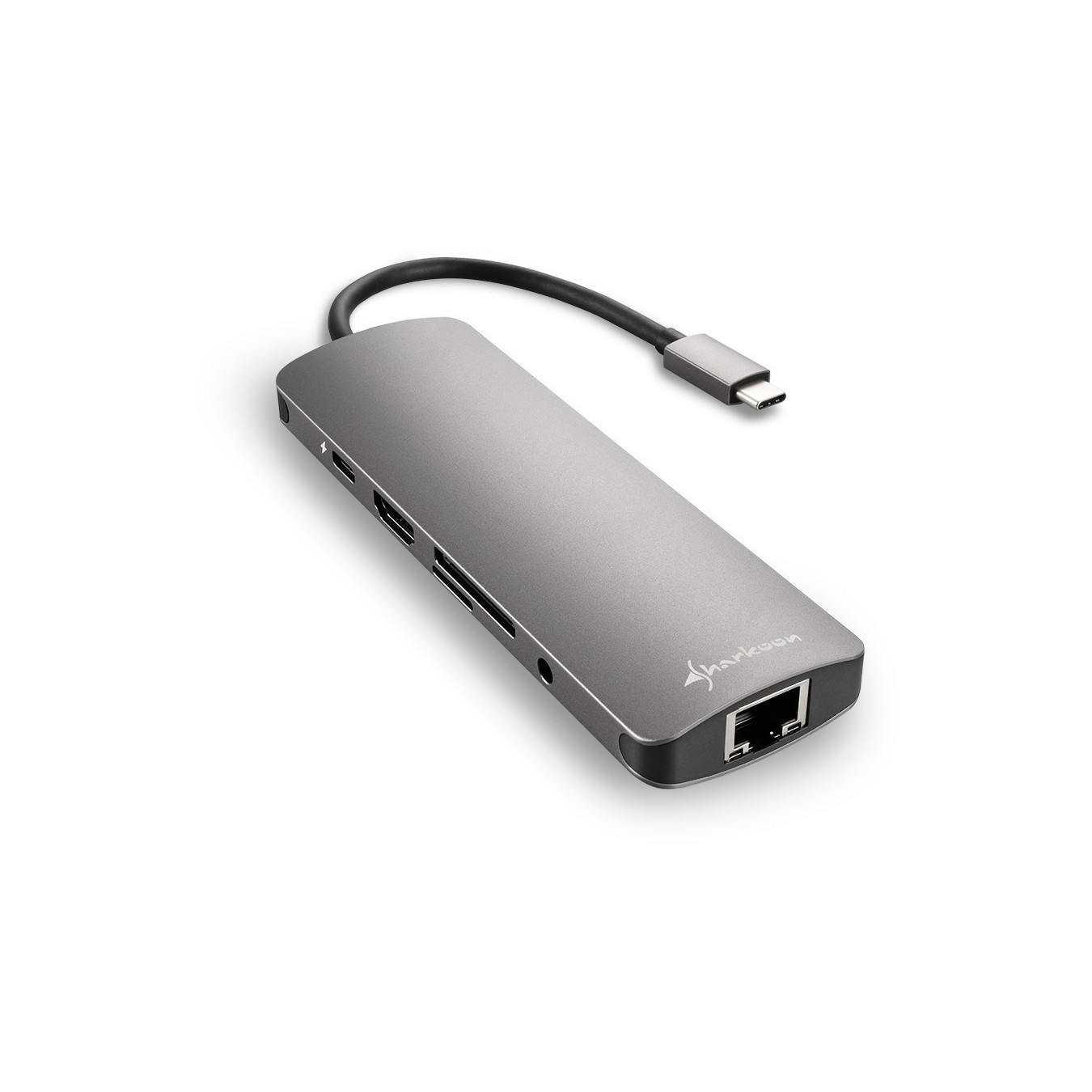 Sharkoon USB-C Combo Adapter - HDMI, RJ-45, 3x USB-A + 1x USB-C, 5 Gbit/s, Grey — Buy in Cyprus with Fast Delivery