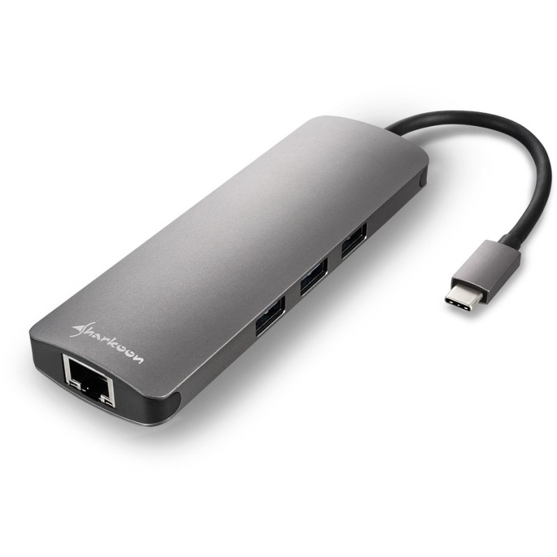 Buy Sharkoon USB-C Combo Adapter - HDMI, RJ-45, 3x USB-A + 1x USB-C, 5 Gbit/s, Grey in Cyprus, Nicosia, Limassol, Larnaka, Pafos