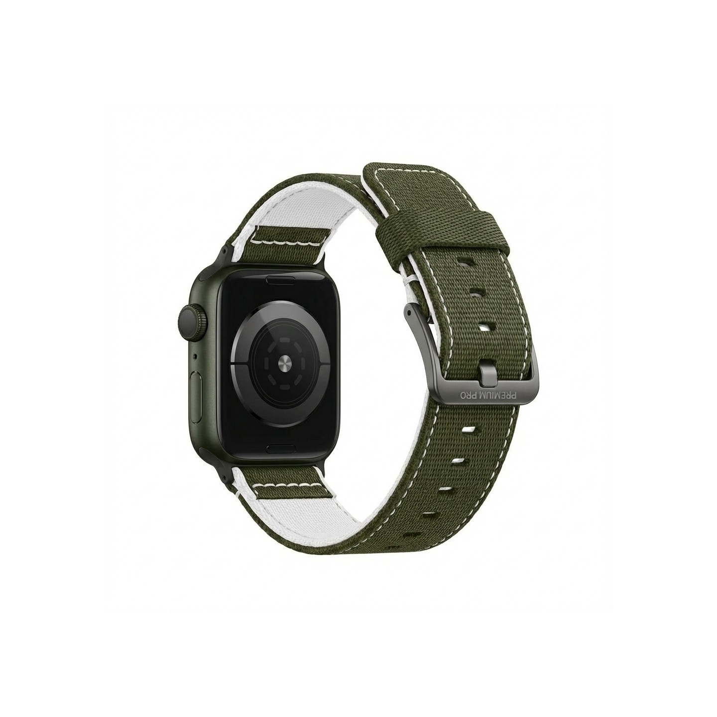 Premium Pro Armband für Apple Watch. Khaki Weiß. 44mm. 45mm. 42mm (Series 1 2 3). 49mm. 46mm. GA-MAG-BNDA-P+KLCL