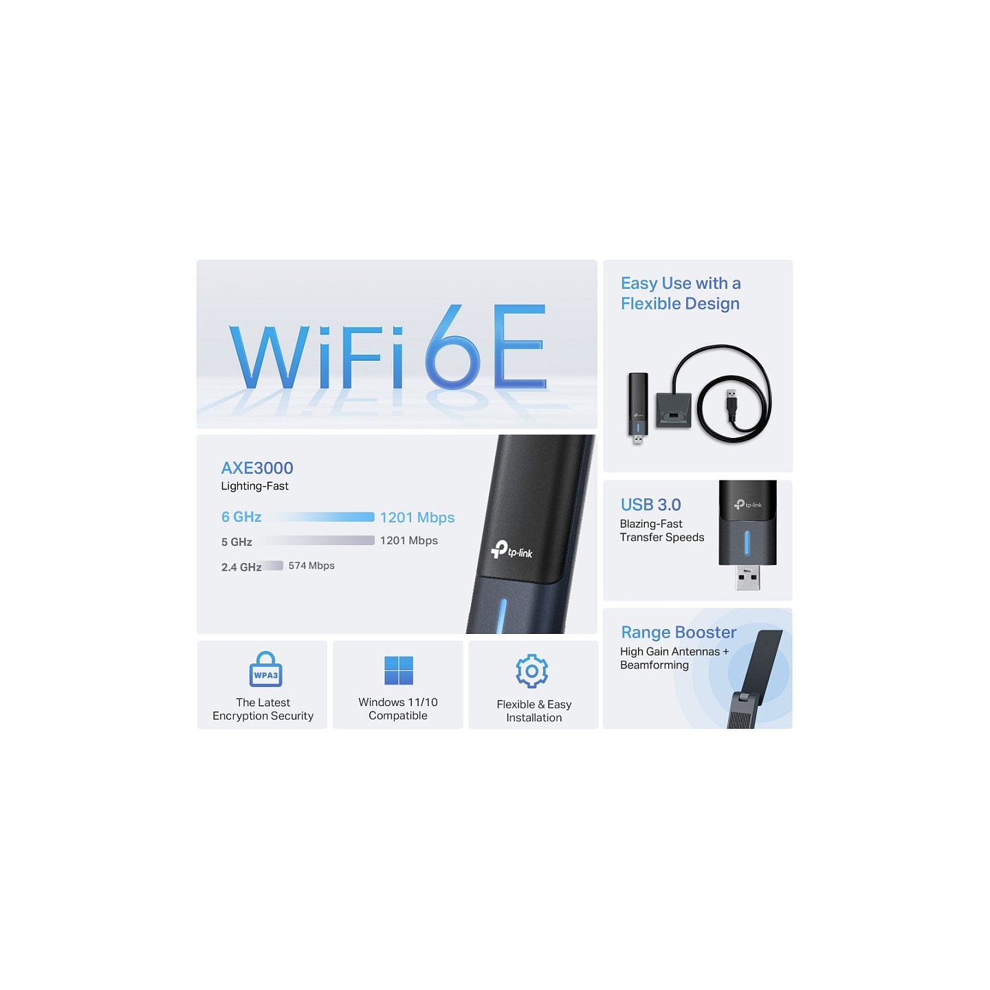 TP-Link Archer TXE50UH AXE3000 Tri-Band Wi-Fi 6E USB Adapter — Buy in Cyprus with Fast Delivery