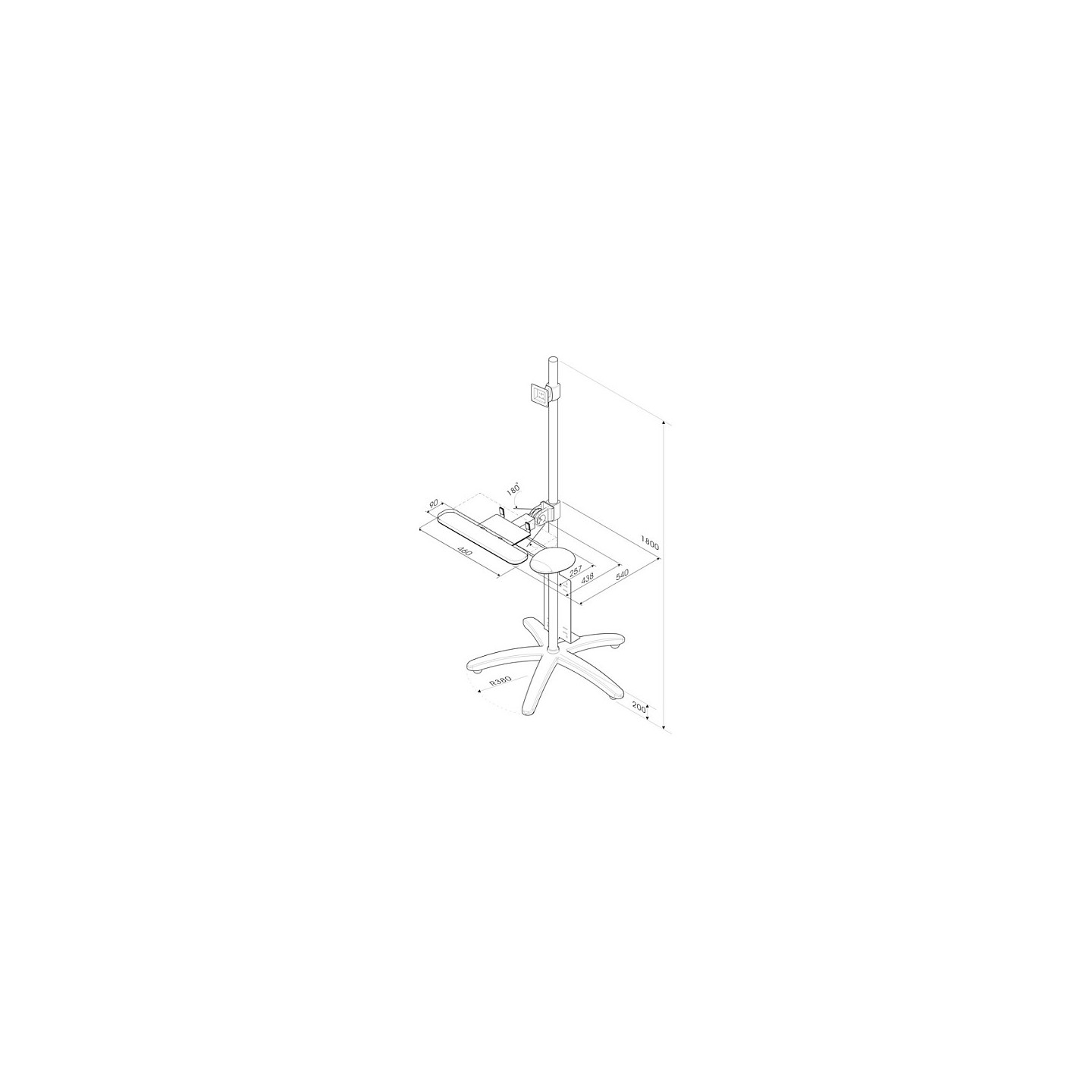 ROLINE PC LCD-Rollstnder. hhenverstellbar. bis 30 kg — Buy in Cyprus with Fast Delivery