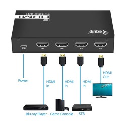 Equip Switch HDMI2.0 3-In 1-Out +Fernbed. 4K 60Hz 18Gbps — Buy in Cyprus with Fast Delivery