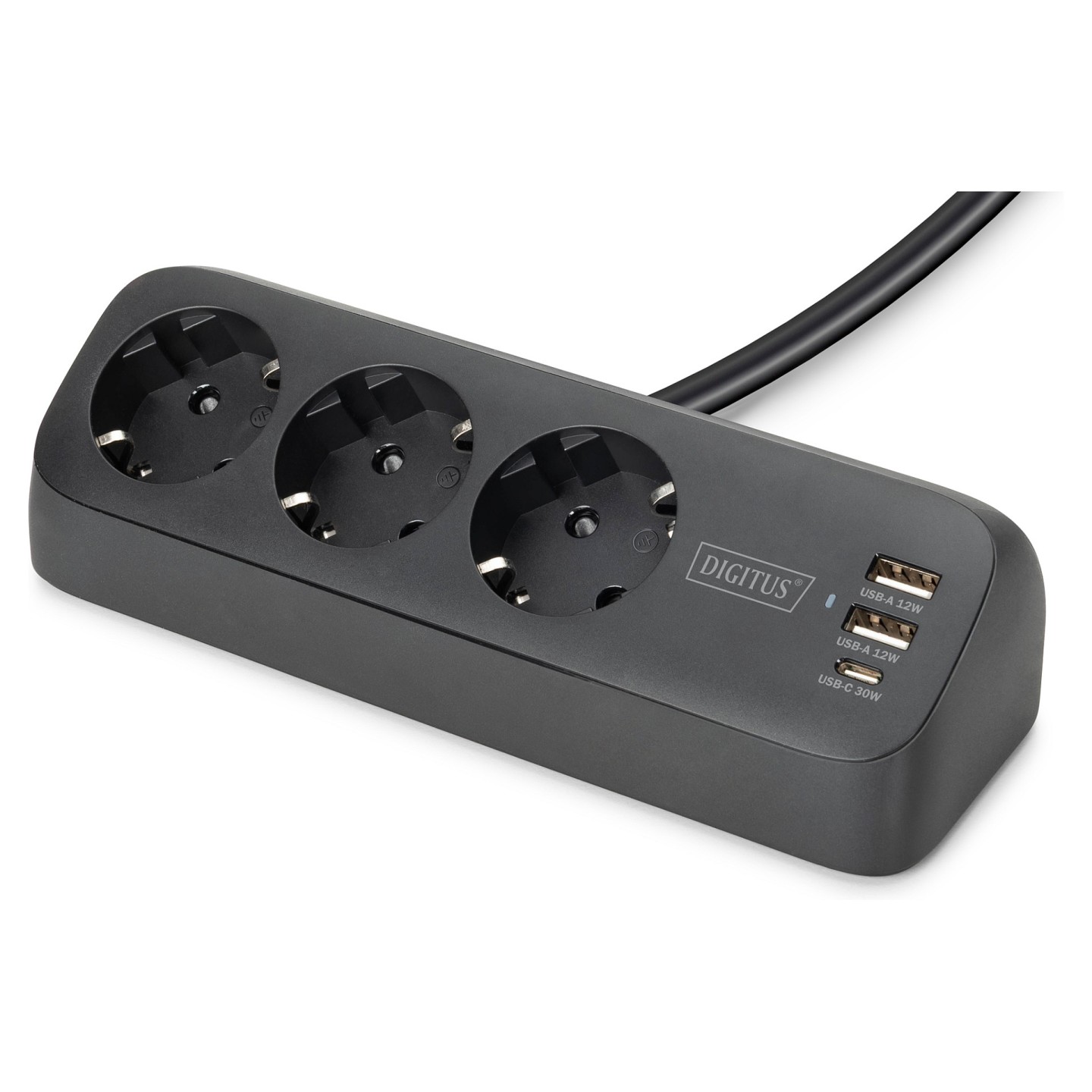 DIGITUS Steckdosenleiste 3x + 2USB 1.5m 12W 30W schwarz — Buy in Cyprus with Fast Delivery