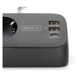 DIGITUS Steckdosenleiste 3x + 2USB 1.5m 12W 30W schwarz — Buy in Cyprus with Fast Delivery