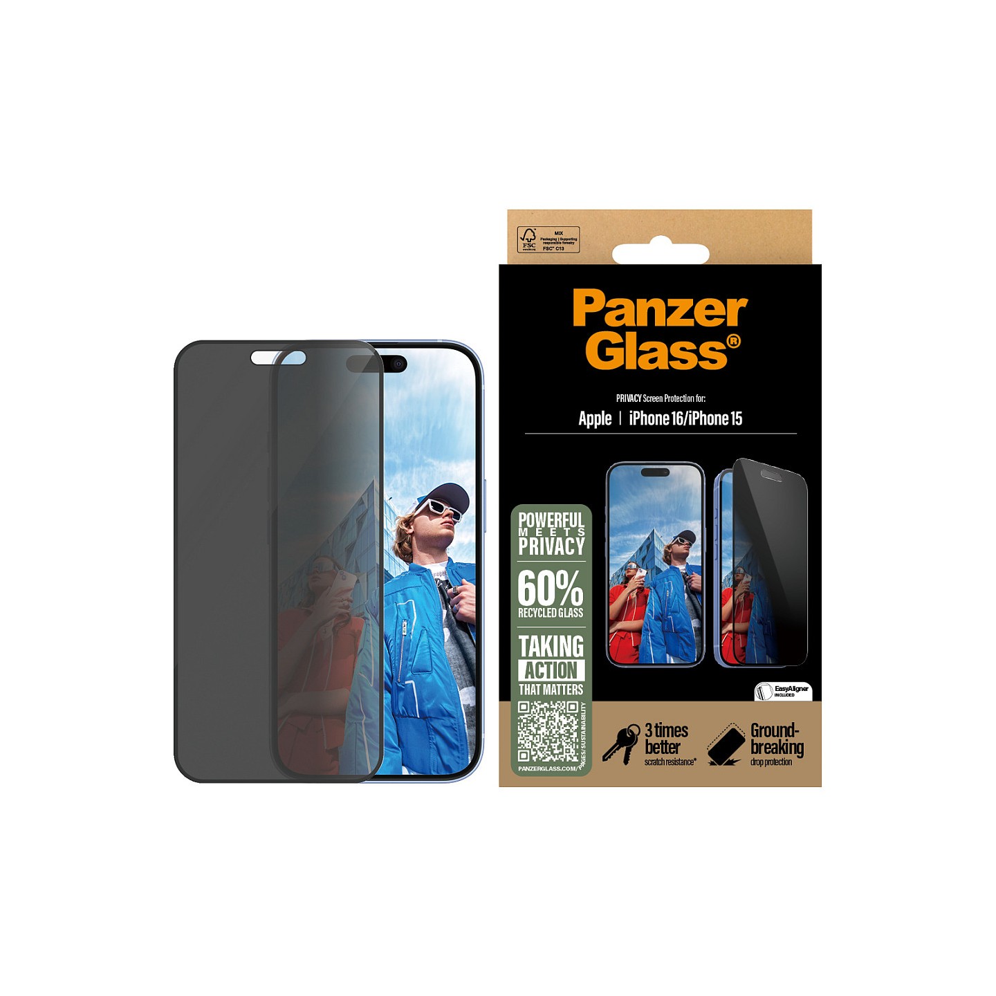 PanzerGlass Privacy iPhone 16 15 UWF — Buy in Cyprus with Fast Delivery
