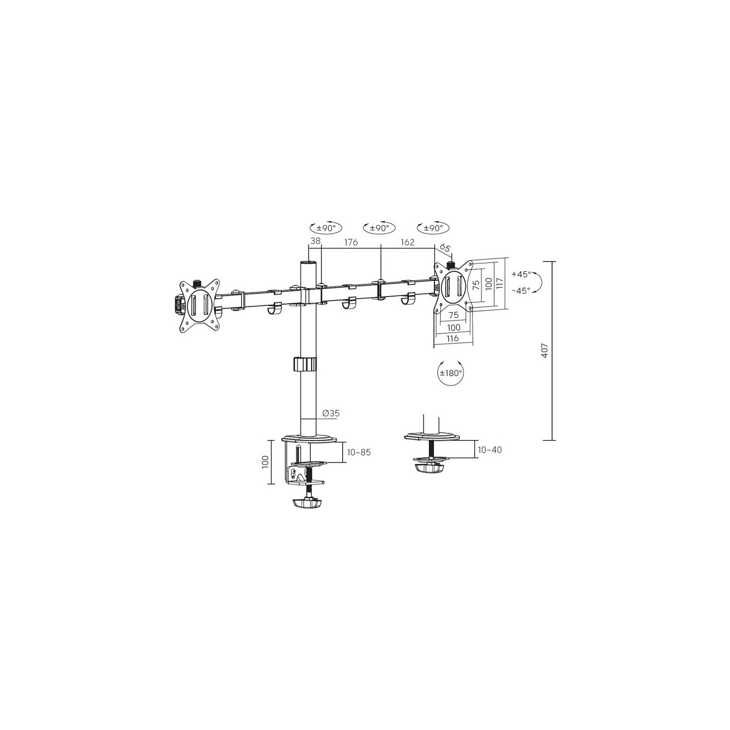 Equip Tischhalterung 17'-32' 2TFT 360° H.verst. 9Kg weiß retail — Buy in Cyprus with Fast Delivery