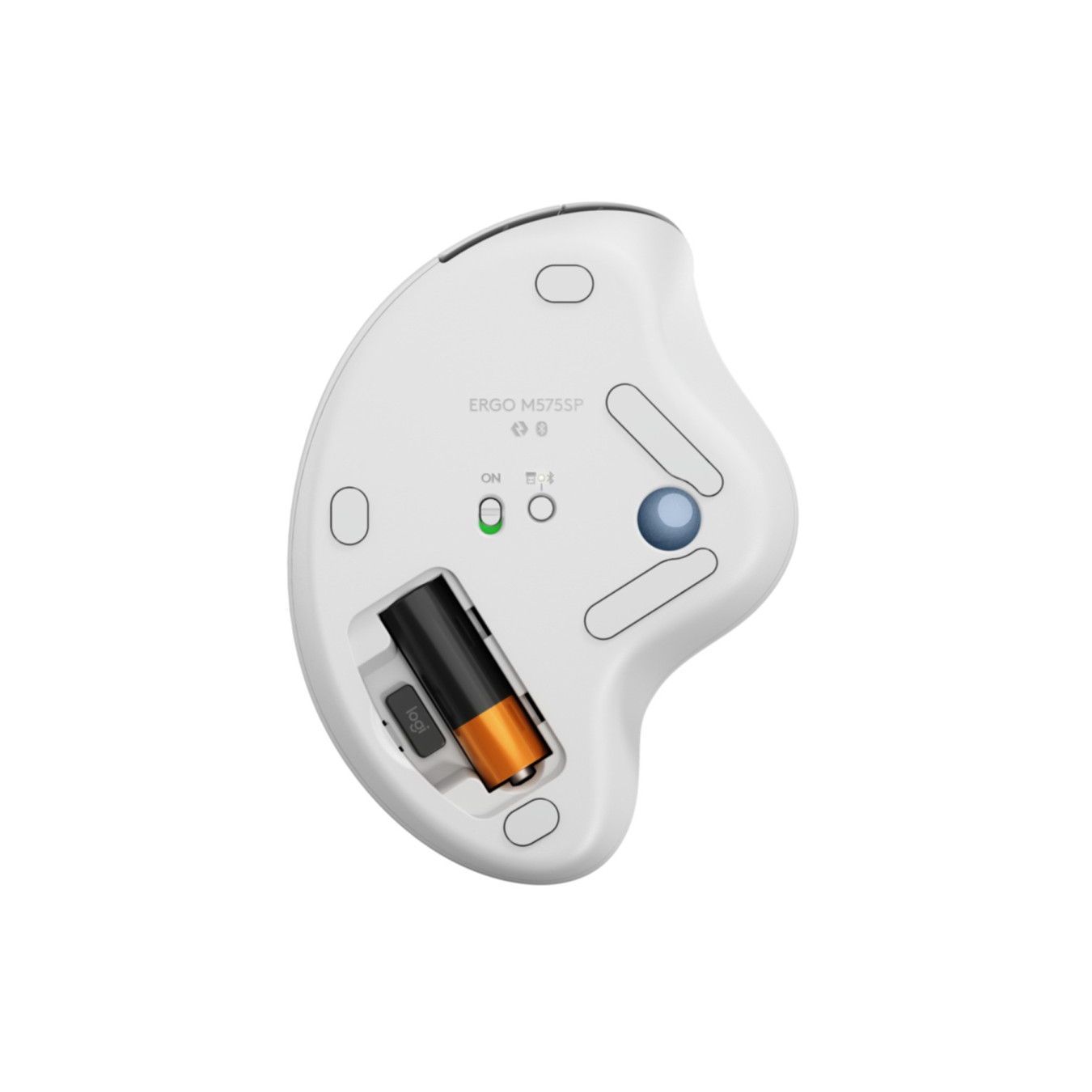Logitech Ergo M575S Wireless Trackball Mouse - 910-007030 - Ergonomic Right-Hand, White, Bluetooth & Nano Receiver