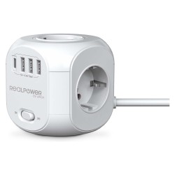 RealPower Steckdosenwürfel PowerBox 431 + 3xUSB-A 1xUSB-C — Buy in Cyprus with Fast Delivery