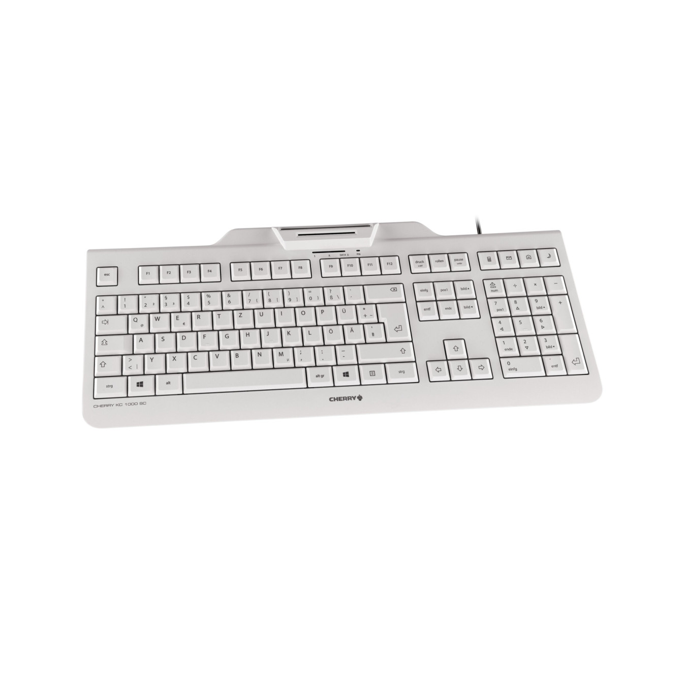 Cherry KC 1000 SC Keyboard - JK-A0100DE-0 - Wired USB, German QWERTZ, Full-size (100%), Grey