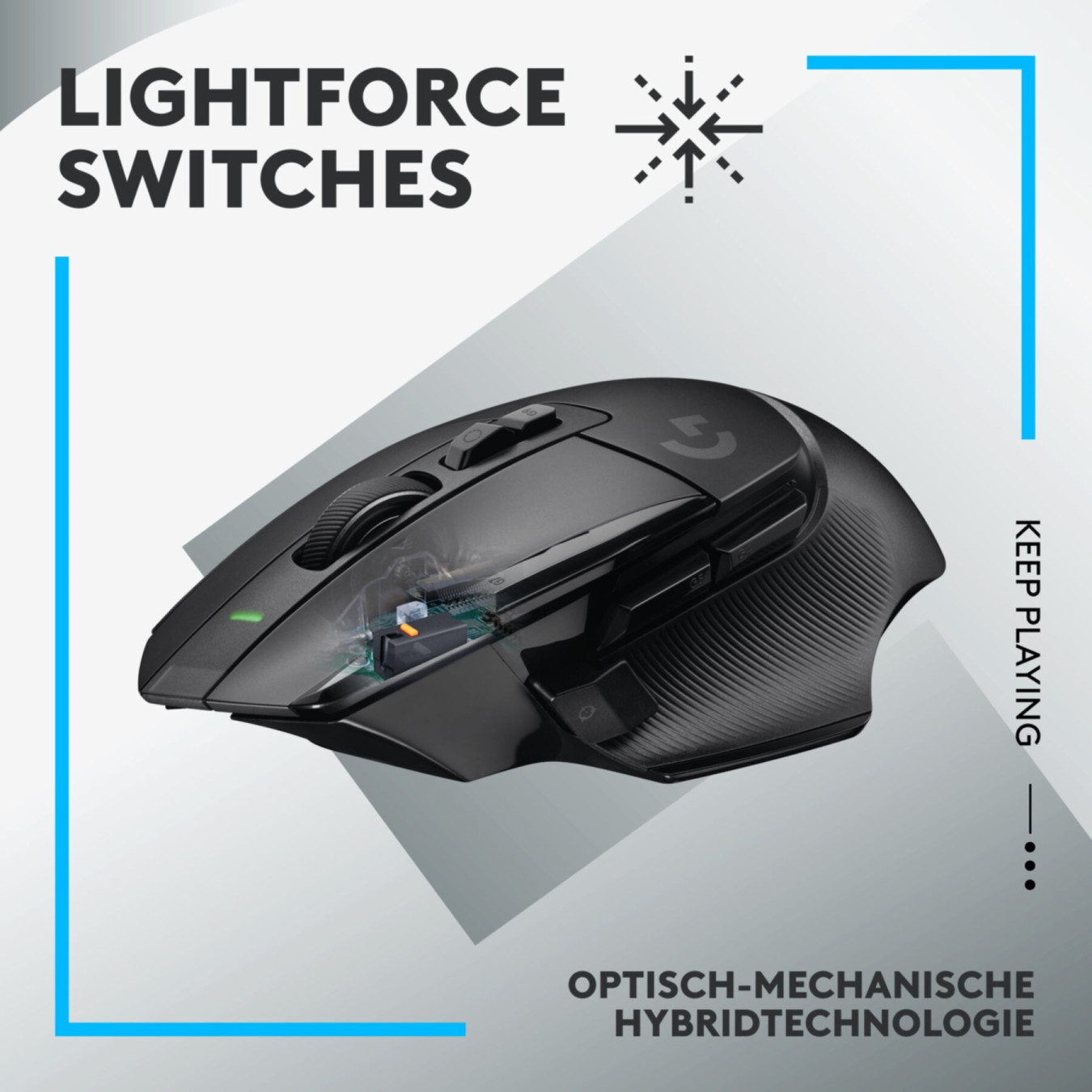 Logitech G502 X LIGHTSPEED Wireless Gaming Mouse - 910-006180 - Black, HERO 25K, 25600 DPI, 13 buttons