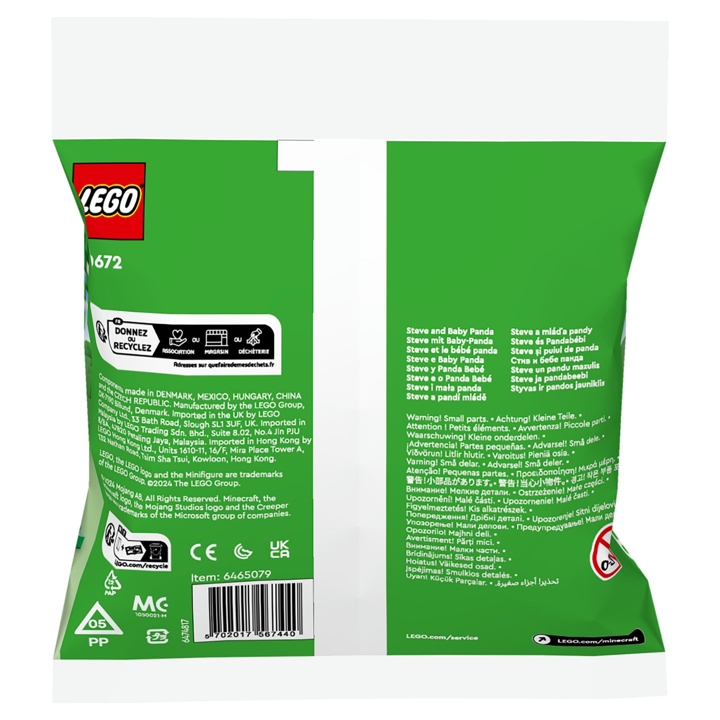 LEGO 30672 Minecraft Steve mit Baby-Panda (Polybag) — Buy in Cyprus with Fast Delivery