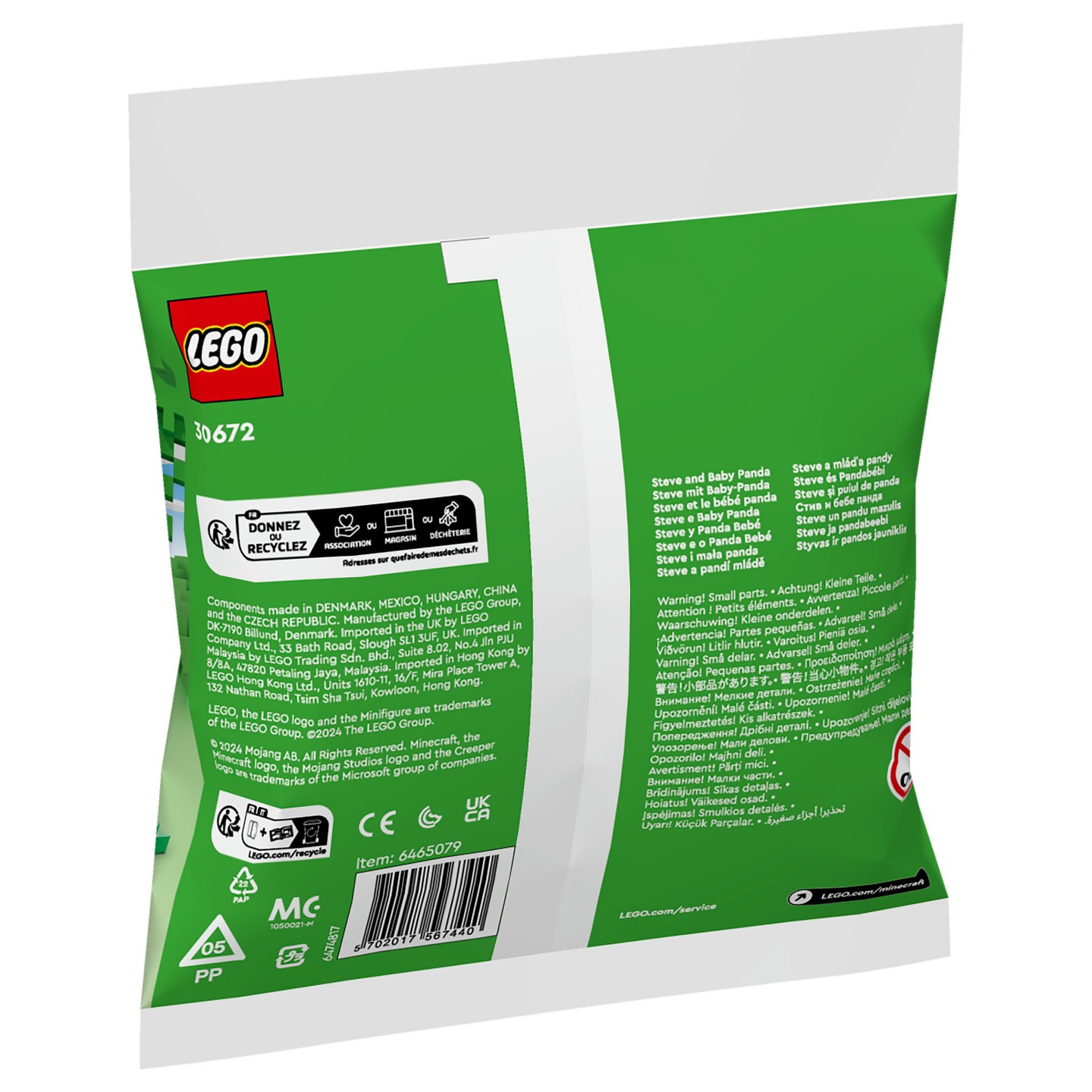 LEGO 30672 Minecraft Steve mit Baby-Panda (Polybag) — Buy in Cyprus with Fast Delivery