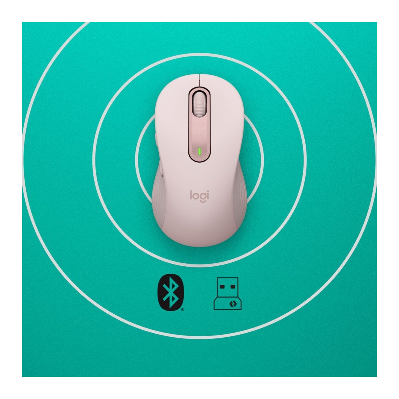 Logitech Signature M650 - 910-006237 - Pink Right-Hand Ergonomic Silent Wireless Mouse (RF + Bluetooth)