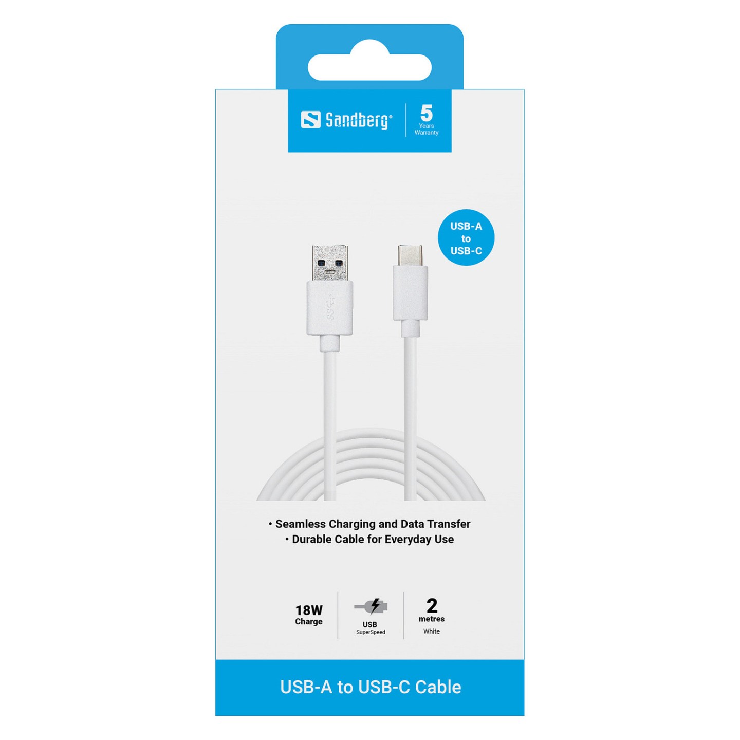 Sandberg USB-C to USB 3.0 (ST-ST) 2m Adapterkabel Weiß — Buy in Cyprus with Fast Delivery