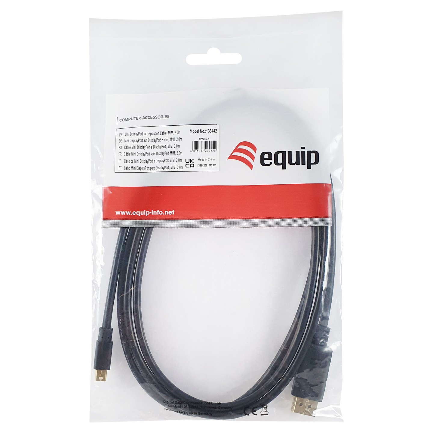 Equip DisplayPort Mini - to DP St St 2.0m 4K 60Hz komp.HDCP sw — Buy in Cyprus with Fast Delivery