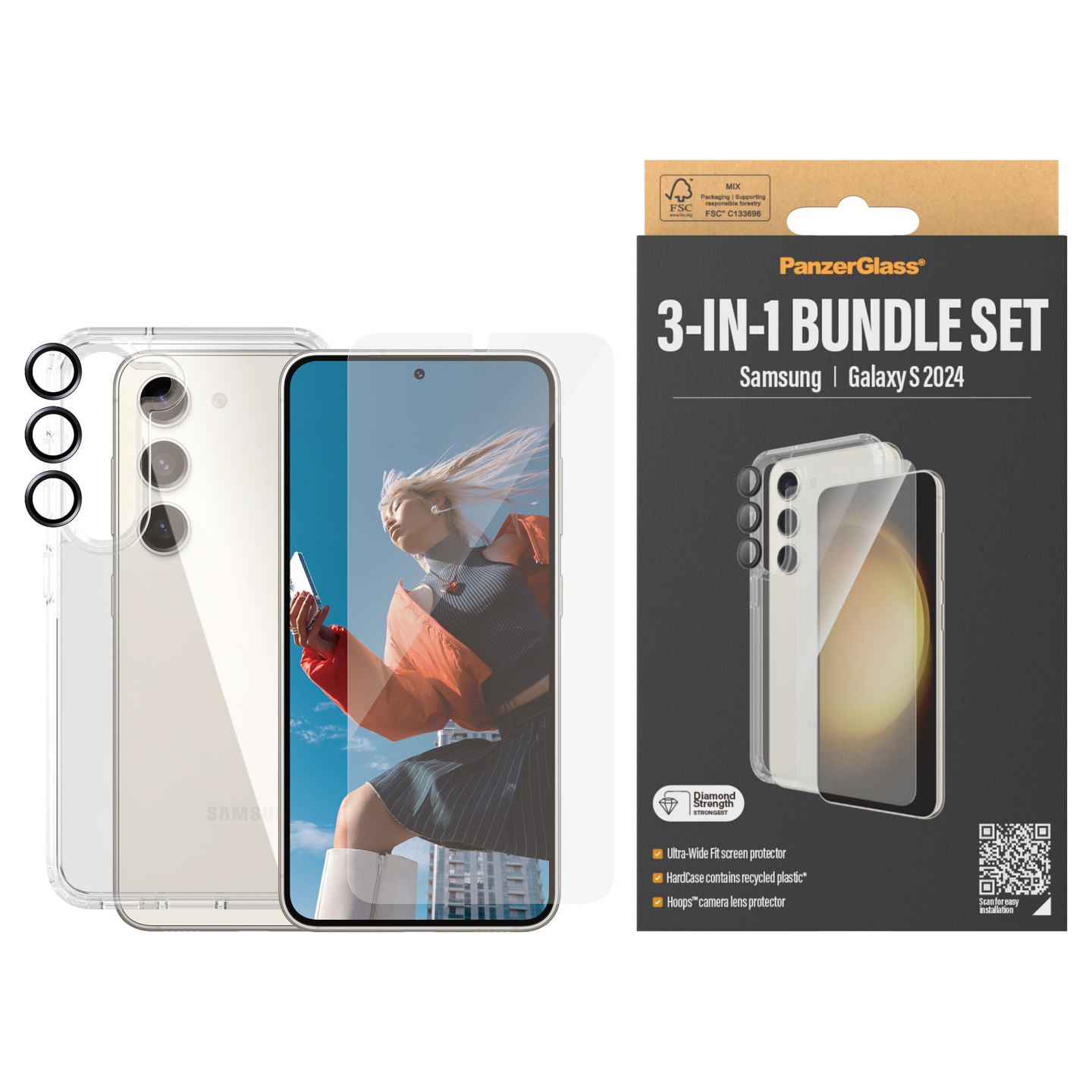 PanzerGlass 3-in-1 Pack Samsung Galaxy S24 -Ultra-Wide Fit — Buy in Cyprus with Fast Delivery