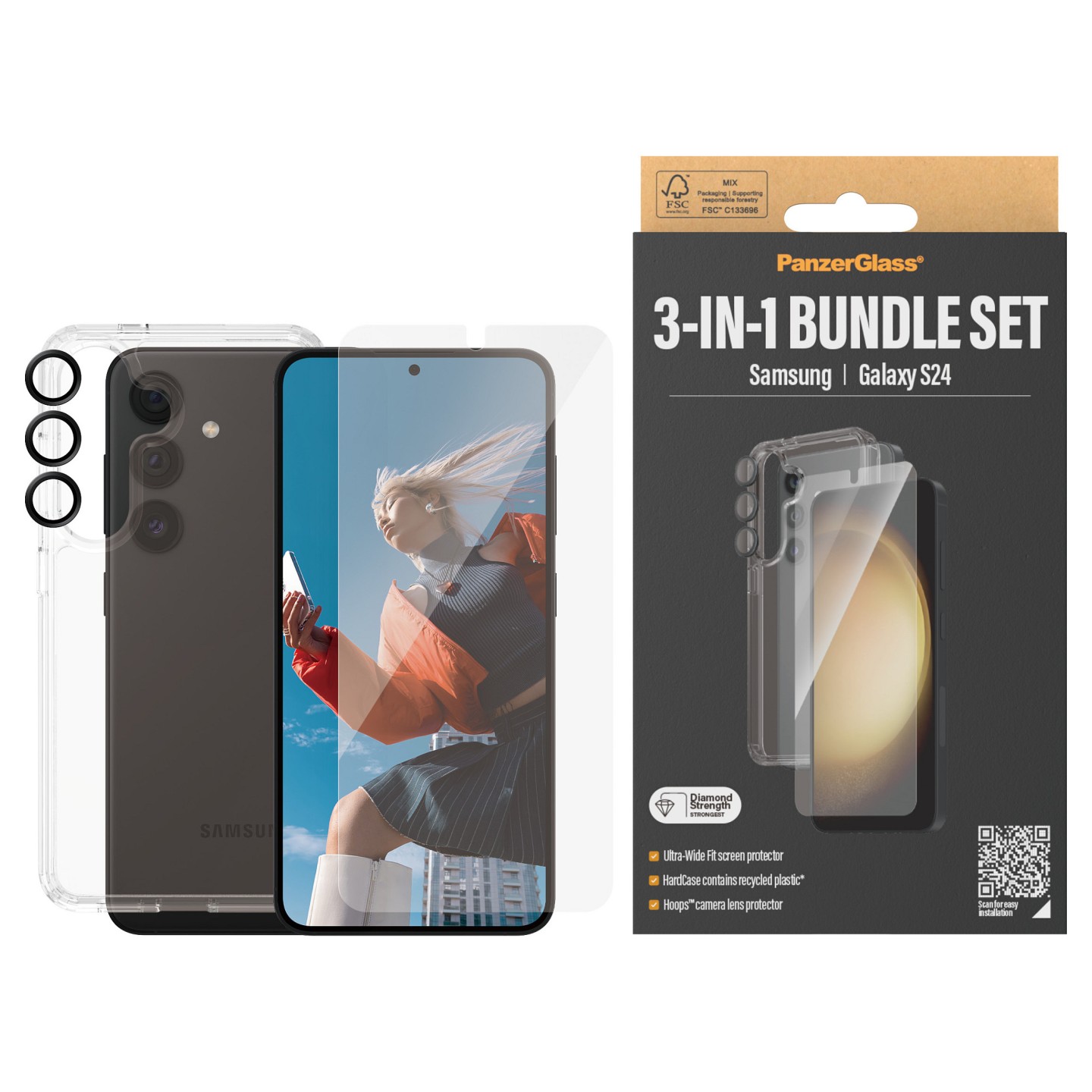 PanzerGlass 3-in-1 Pack Samsung Galaxy S24 -Ultra-Wide Fit — Buy in Cyprus with Fast Delivery
