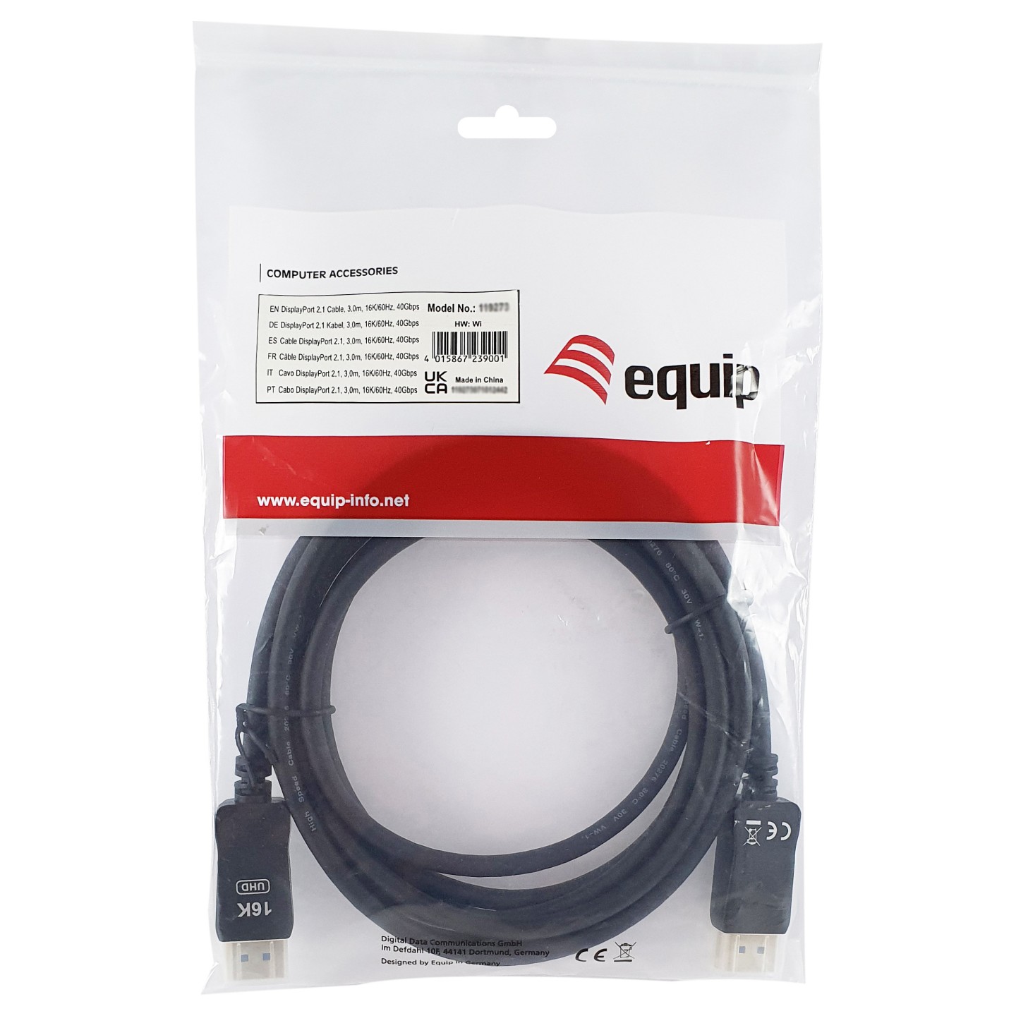 Equip DisplayPort 2.1 16K 60Hz St St 5.00m schwarz — Buy in Cyprus with Fast Delivery