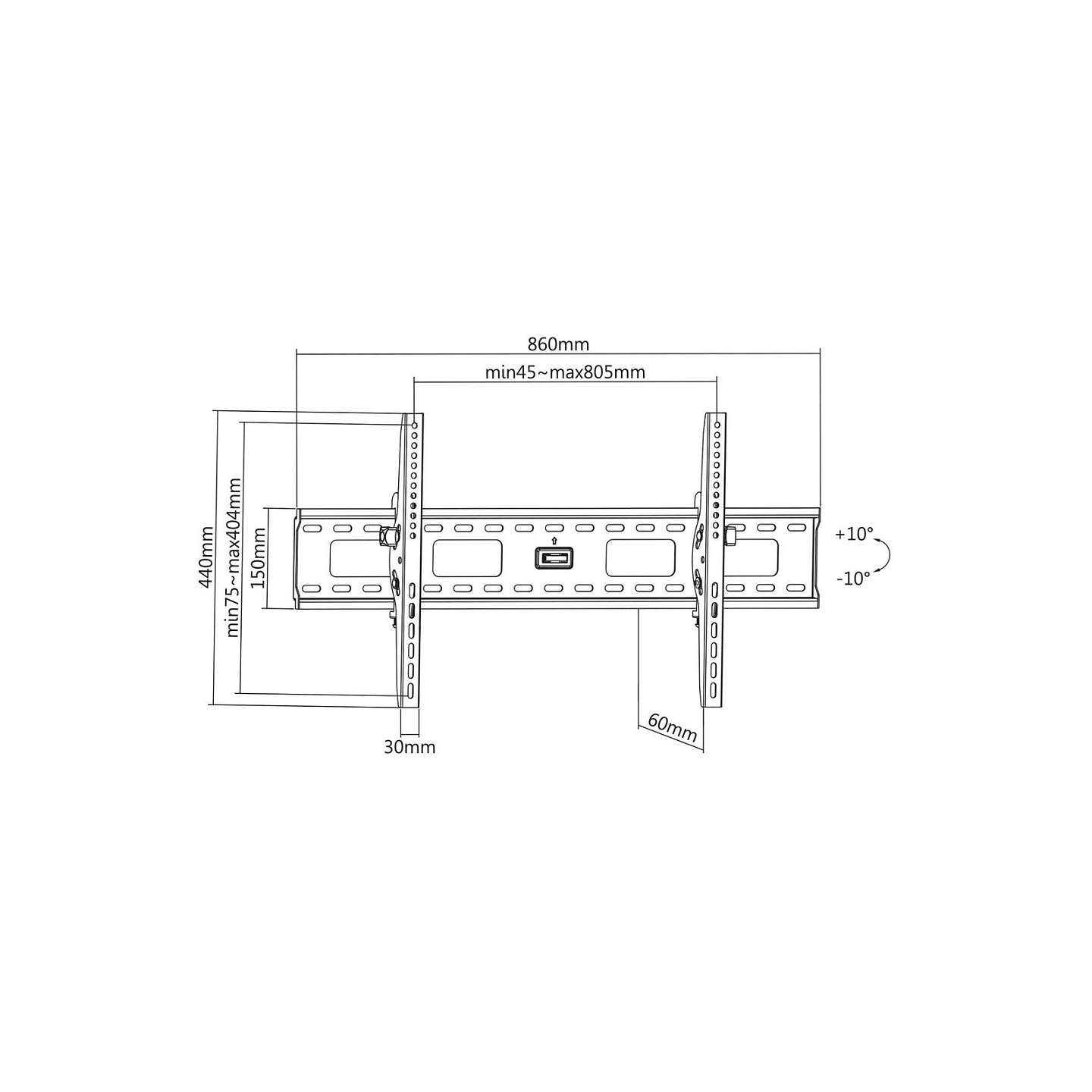 MANHATTAN Flachbildschirm-Wandhalterung neigbar Geeignet fuer Bildschirme von 94cm bis 215.9cm 37 bis 85 Zoll Farbe s...