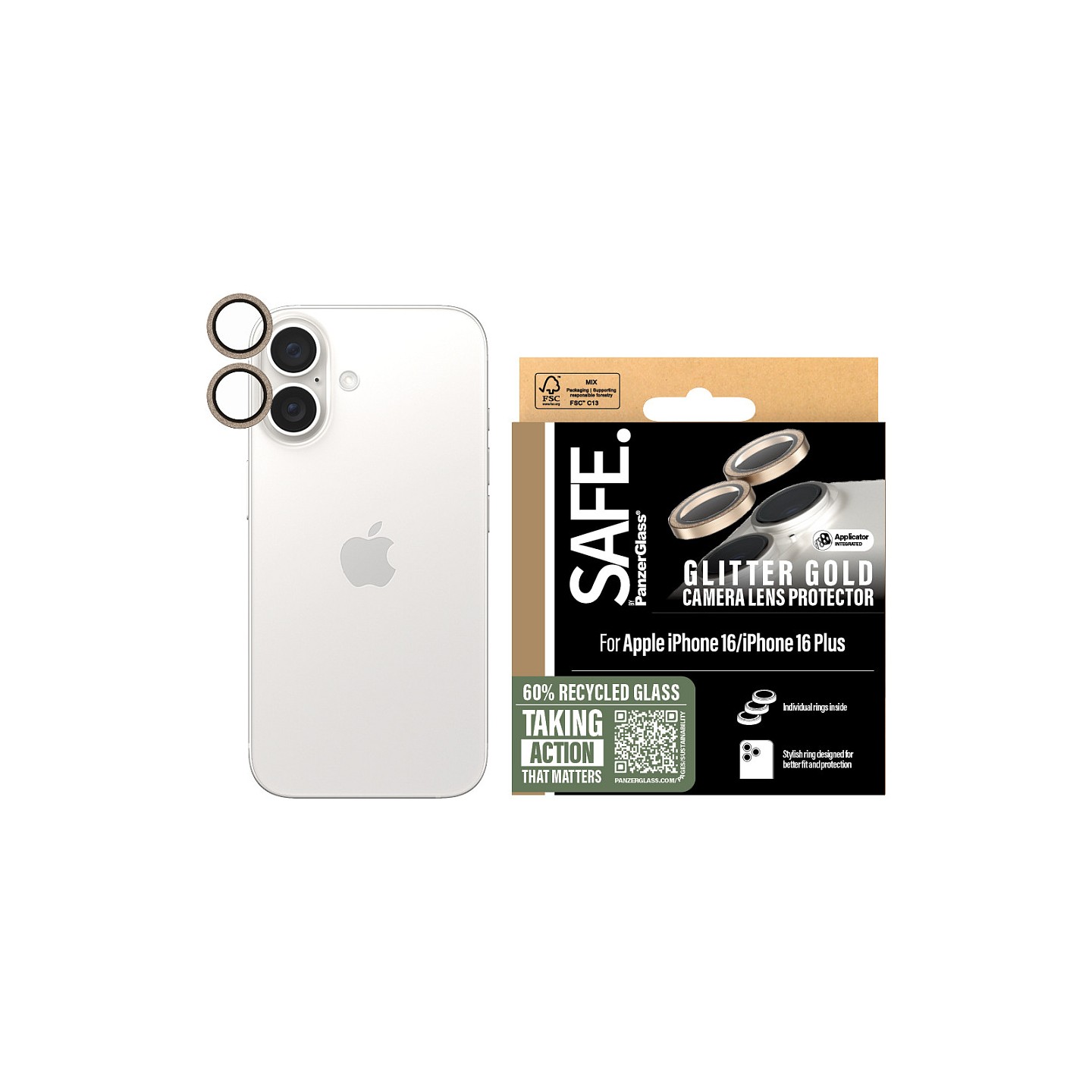 SAFE Camera Protector Glitter Gold iPhone 16 16 Plus — Buy in Cyprus with Fast Delivery