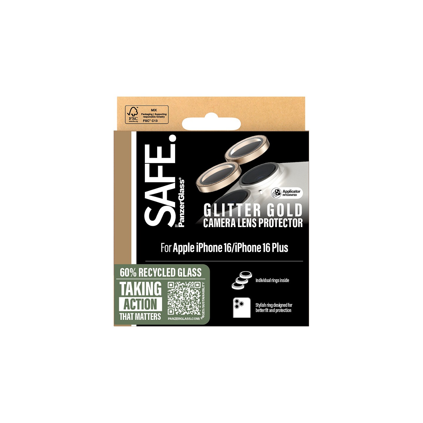 SAFE Camera Protector Glitter Gold iPhone 16 16 Plus — Buy in Cyprus with Fast Delivery