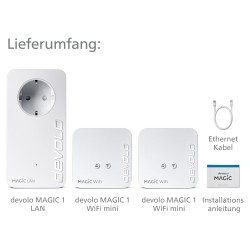 devolo Magic 1 WiFi mini Powerline Multiroom Kit Powerline bis zu 1.200 Mbit s. WiFi 4 bis zu 300 Mbit s. 1x LAN (pro...