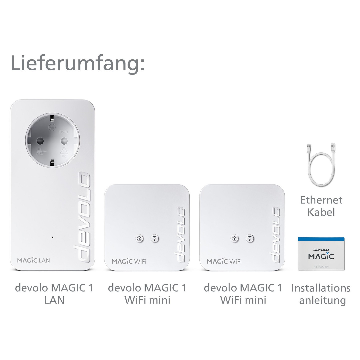 devolo Magic 1 WiFi mini Powerline Multiroom Kit Powerline bis zu 1.200 Mbit s. WiFi 4 bis zu 300 Mbit s. 1x LAN (pro...