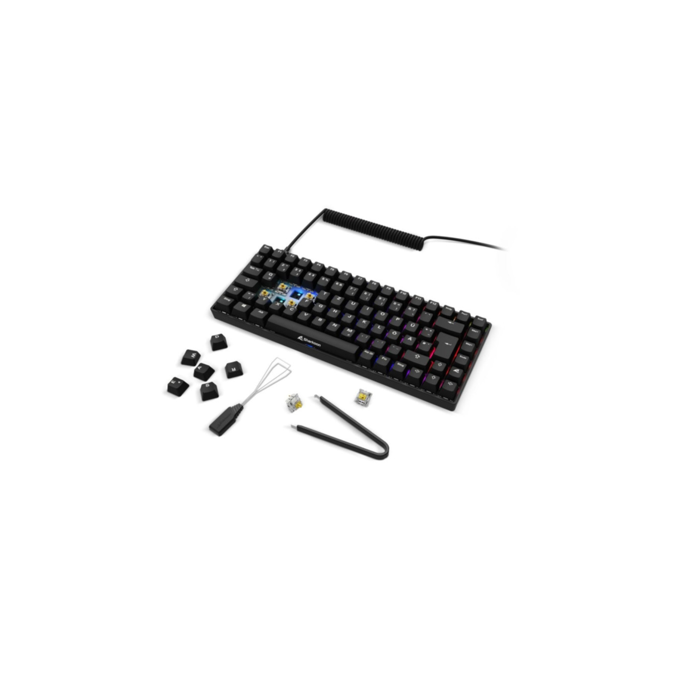 Sharkoon Skiller SGK50 S3 - 75% PBT Mechanical Keyboard, Gateron G Pro Yellow, Per-Key RGB, 256KB Onboard (Black)