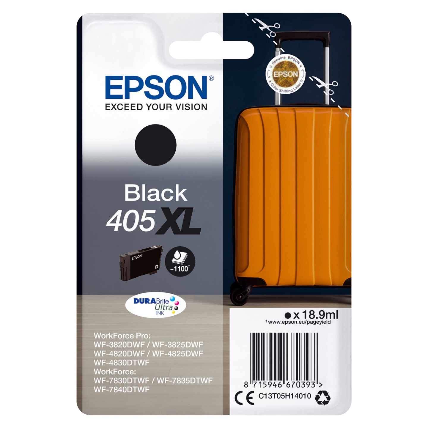 Epson 405XL - 18.9 ml - XL - Schwarz - original - Blister mit RF- akustischem Alarmsignal - Tintenpatrone