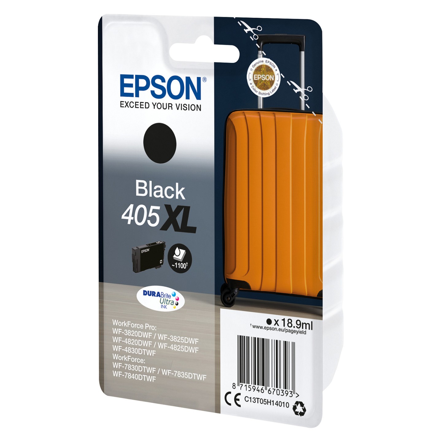 Epson 405XL - 18.9 ml - XL - Schwarz - original - Blister mit RF- akustischem Alarmsignal - Tintenpatrone