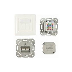 Synergy21 Dosen TP.UP. 2-fach. CAT6A. 500Mhz. Reinweiss. LSA. . senkrechter hinterer Kabeleingang