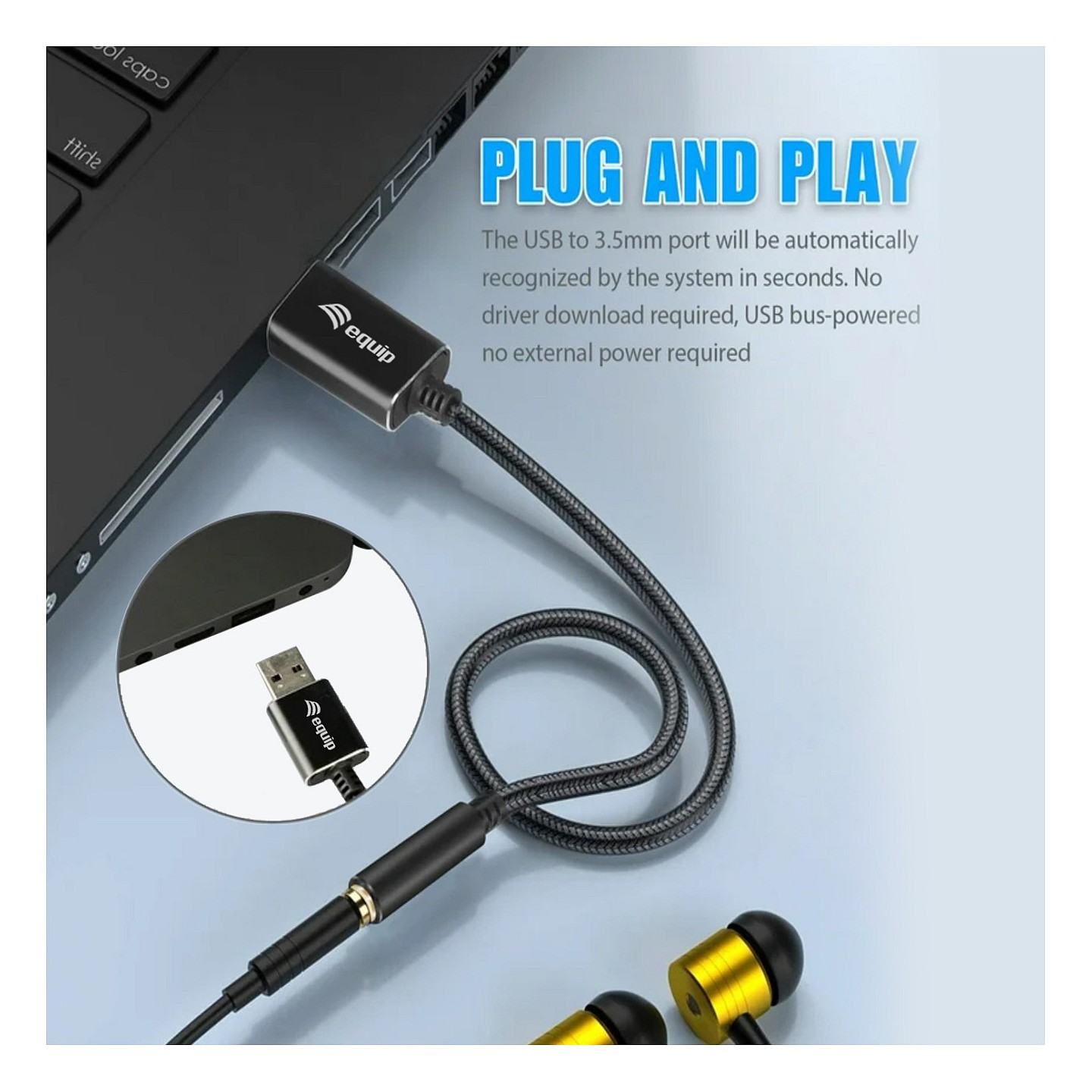 Equip Adapter USB-A- to 4-Pin 3.5mm St Bu DAC 0.15m beige — Buy in Cyprus with Fast Delivery