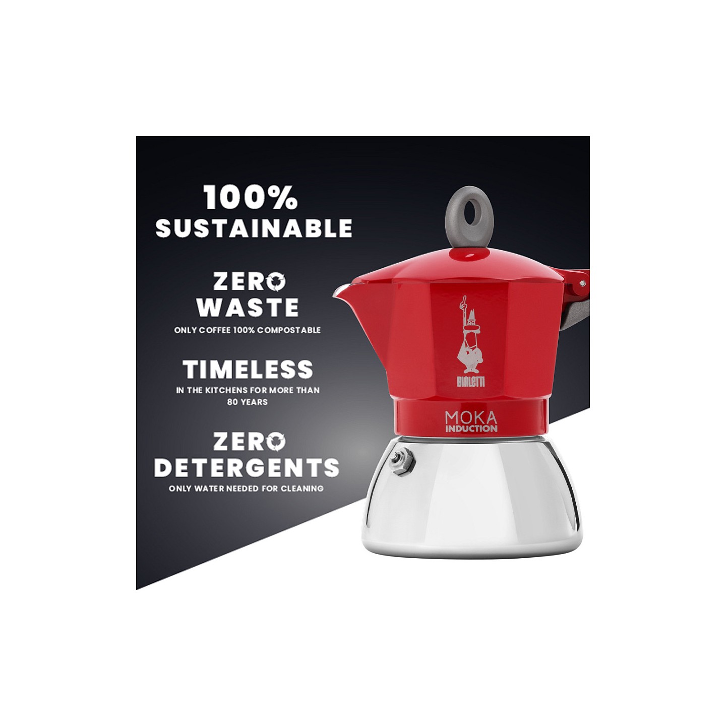 Bialetti MOKA 2TZ Induction red — Buy in Cyprus with Fast Delivery