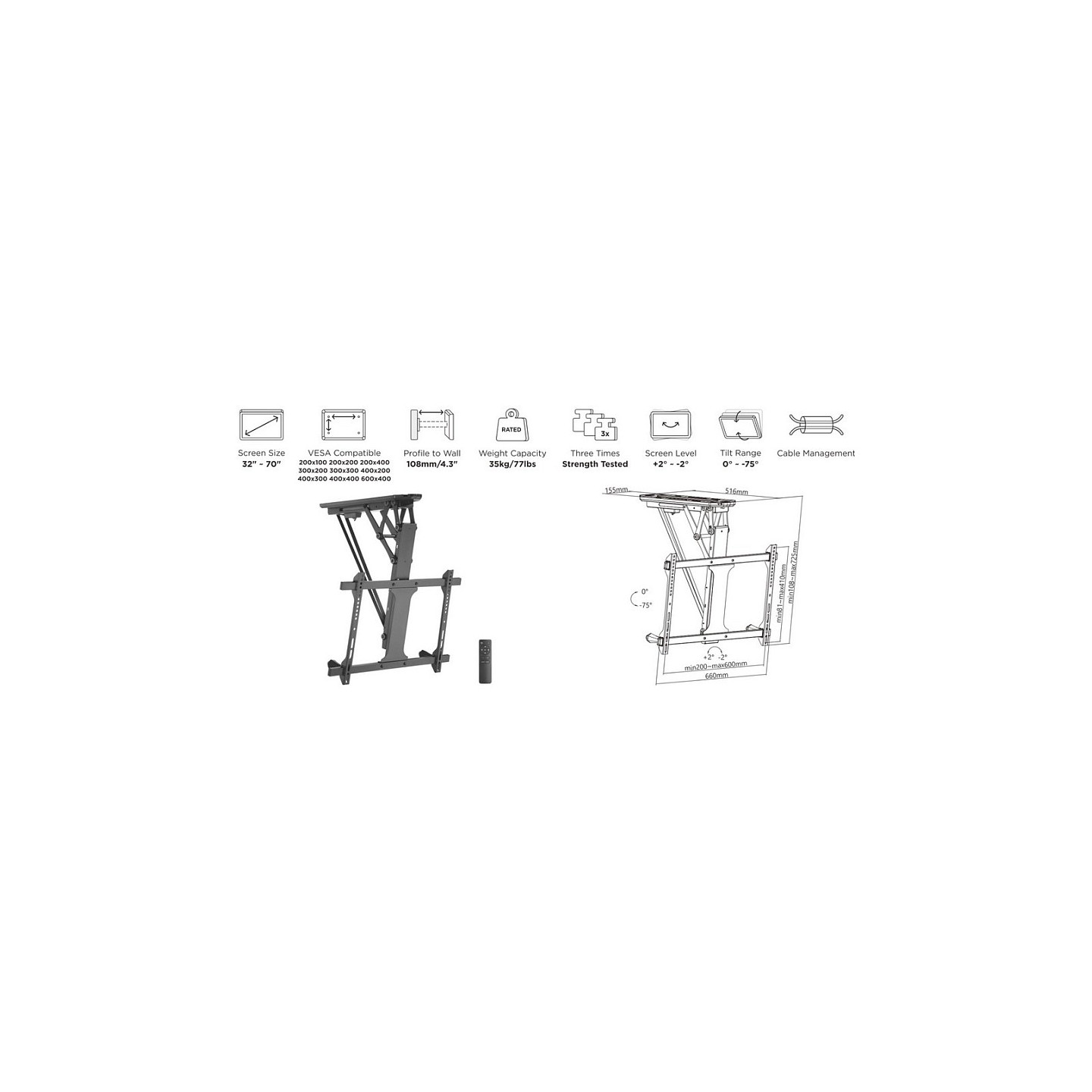 Equip Deckenhalterung 32'-70' 1TFT 35kg motorisiert sw lite Retail — Buy in Cyprus with Fast Delivery