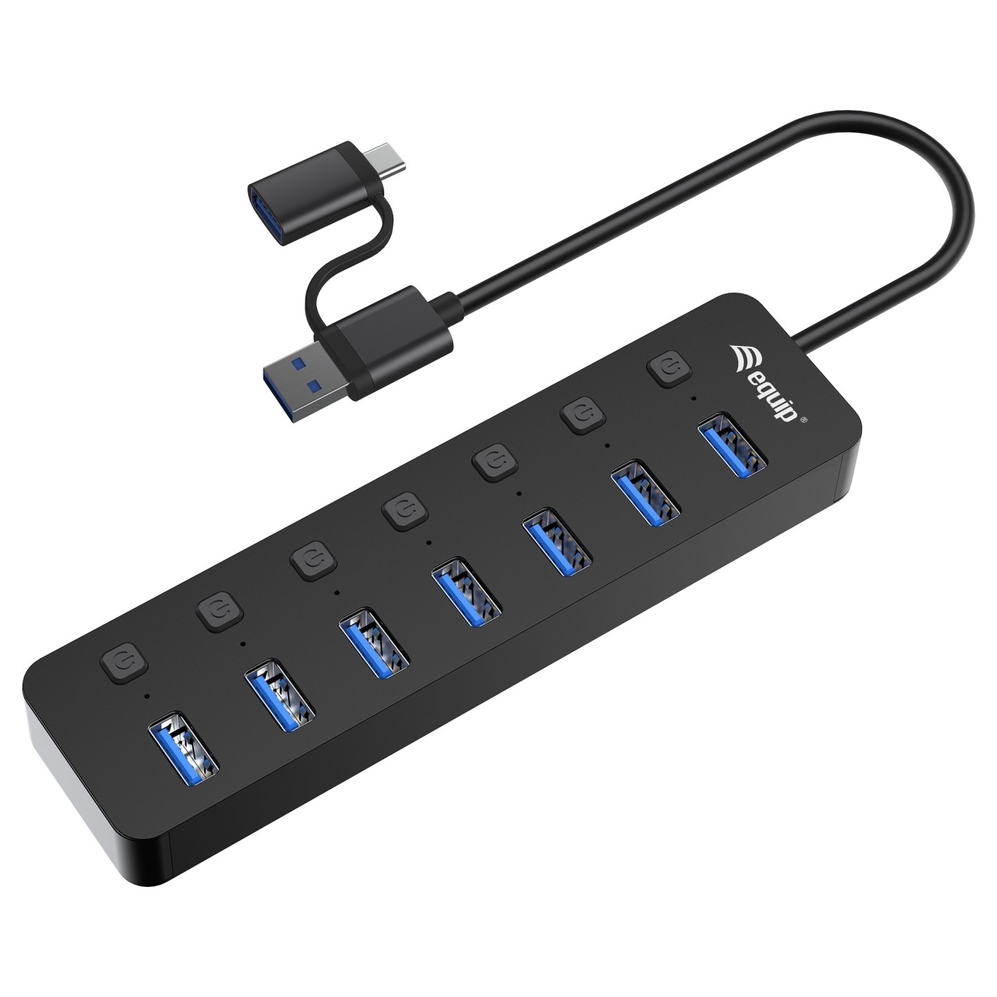 Equip USB-Hub 7-Port 3.2 - to 7x3.2 5Gbps m.Netzteil sw — Buy in Cyprus with Fast Delivery
