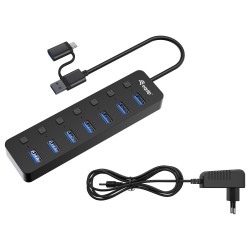 Equip USB-Hub 7-Port 3.2 - to 7x3.2 5Gbps m.Netzteil sw — Buy in Cyprus with Fast Delivery