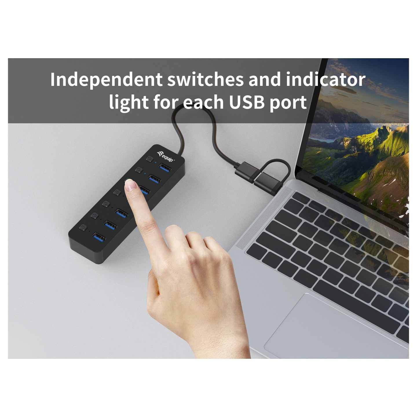 Equip USB-Hub 7-Port 3.2 - to 7x3.2 5Gbps m.Netzteil sw — Buy in Cyprus with Fast Delivery