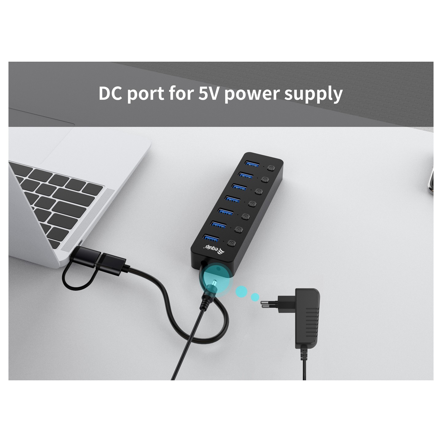 Equip USB-Hub 7-Port 3.2 - to 7x3.2 5Gbps m.Netzteil sw — Buy in Cyprus with Fast Delivery