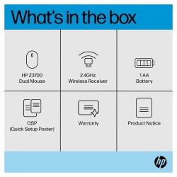 HP Z3700 - Maus - optisch - 3 Tasten - kabellos - Bluetooth 5.0. 2.4 GHz - kabelloser Empfänger (USB)