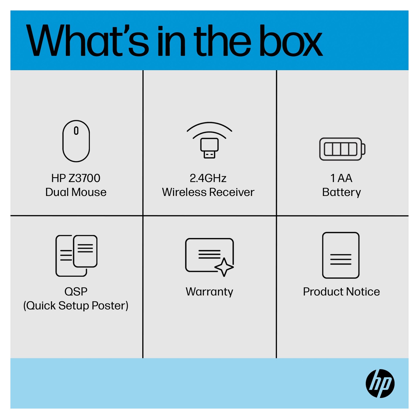HP Z3700 - Maus - optisch - 3 Tasten - kabellos - Bluetooth 5.0. 2.4 GHz - kabelloser Empfänger (USB)