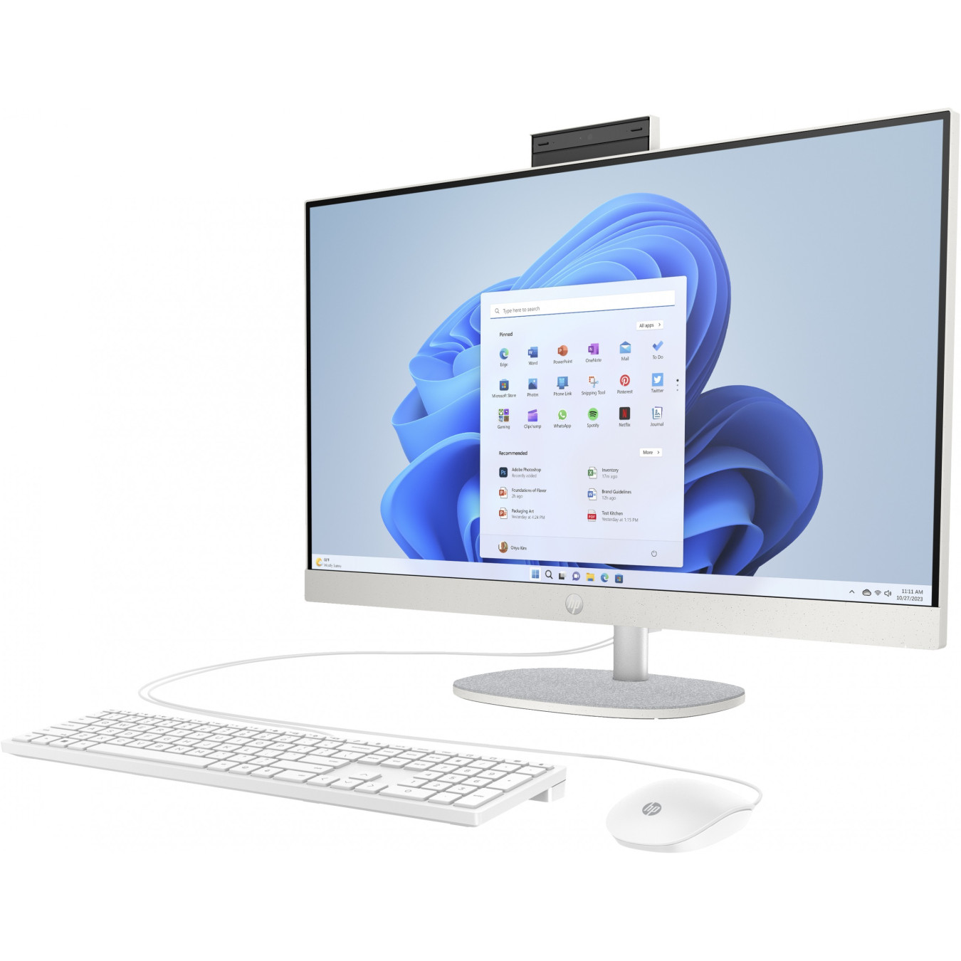 HP All-in-One 27-cr0007ng - 27-inch FHD IPS, AMD Ryzen 5 7520U, 16GB, 512GB SSD, White, Windows 11 Home