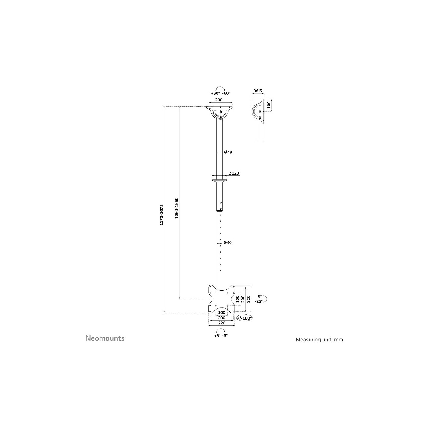 Neomounts DEH 23'-42' 1TFT 1Gelenk H:106-156cm Max.50 schwa — Buy in Cyprus with Fast Delivery