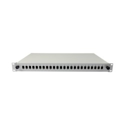Synergy21 LWL-Patchpanel für 24xLC LSH(E2000)-Duplex-Buchsen. 19 1HE. ohne Kupplungen. Lichtgrau