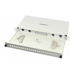 Synergy21 LWL-Patchpanel für 24xLC LSH(E2000)-Duplex-Buchsen. 19 1HE. ohne Kupplungen. Lichtgrau