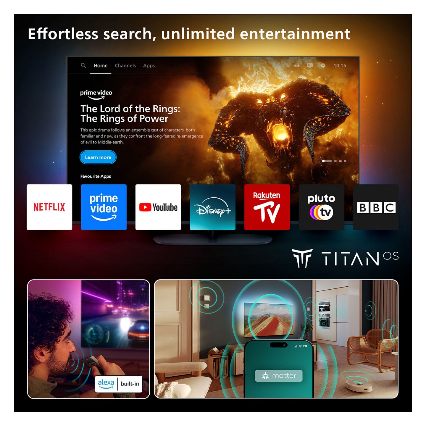 194cm 77' (3840x2160) Philips 77OLED760 12 16:9 OLED 120Hz 4x HDMI 2.1 3x USB 3-seitiges Ambilight P5 AI Engine Wi-Fi...