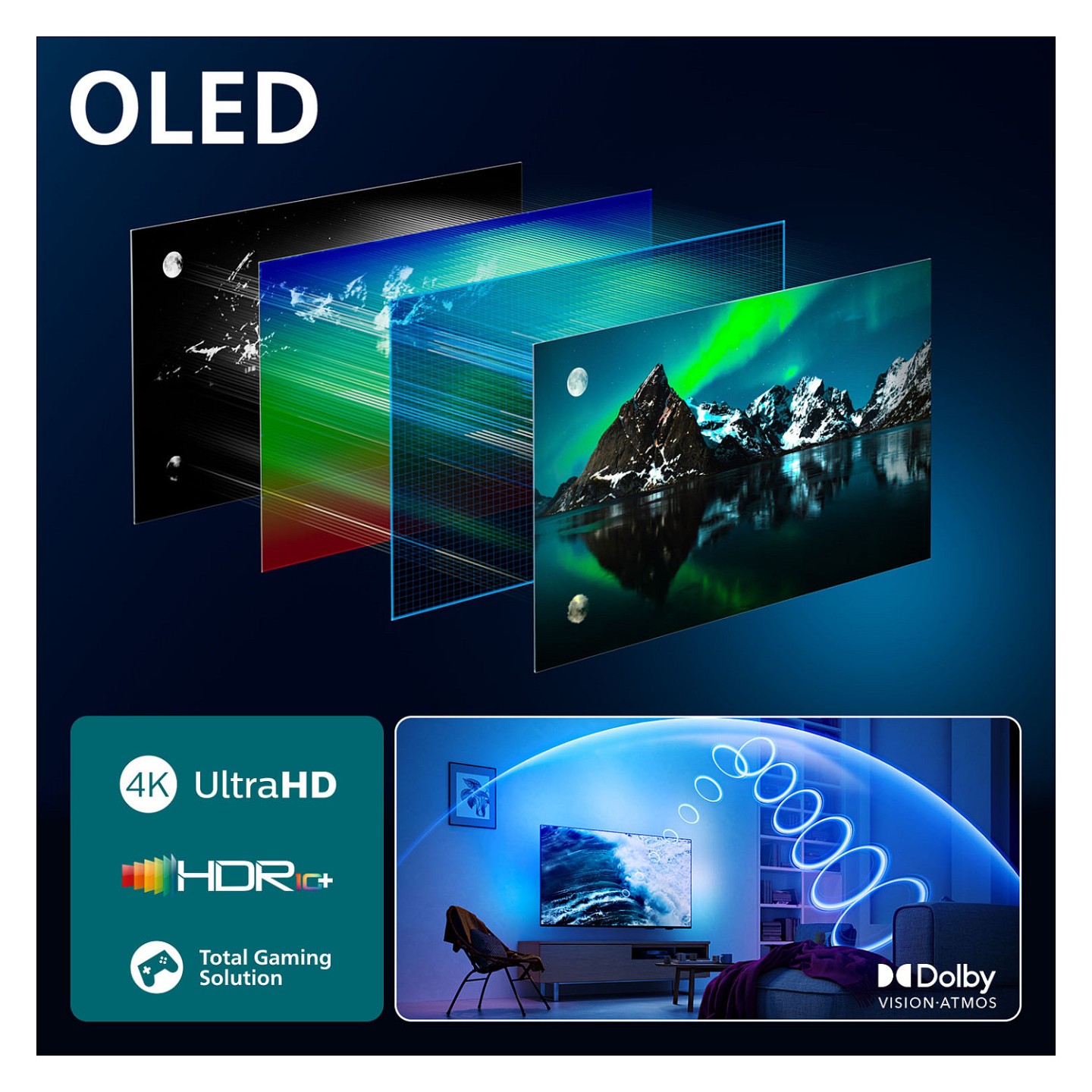 194cm 77' (3840x2160) Philips 77OLED760 12 16:9 OLED 120Hz 4x HDMI 2.1 3x USB 3-seitiges Ambilight P5 AI Engine Wi-Fi...