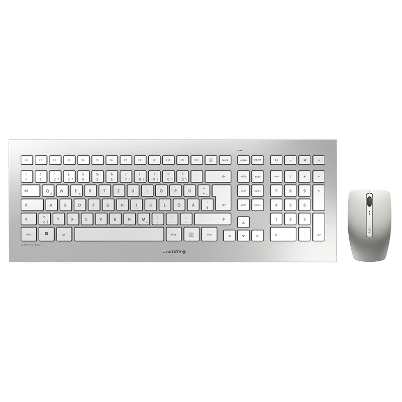 Cherry DW 8000 Wireless RF Full-Size QWERTZ Keyboard with Mouse - Silver/White (Boxed) — Buy in Cyprus with Fast Delivery