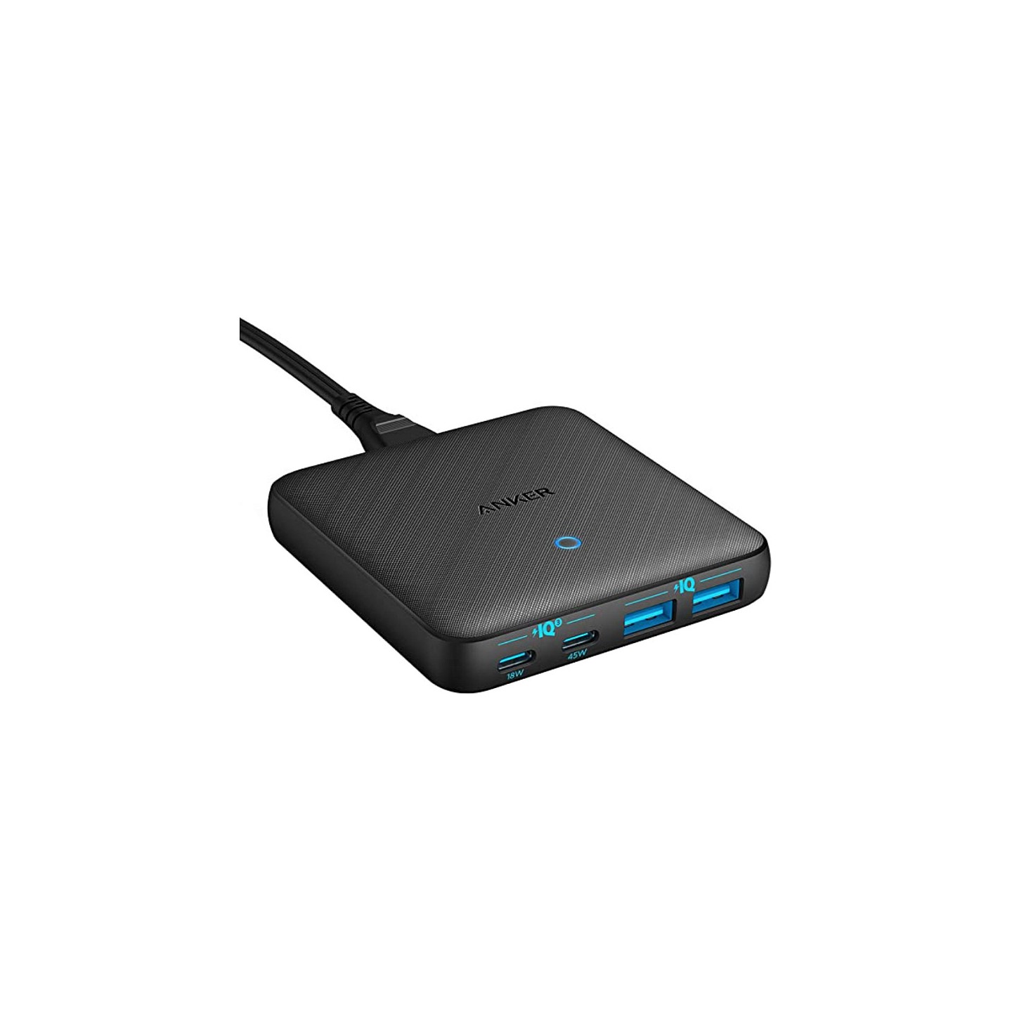 Anker 543 PowerPort Atom III Charger 65W Slim 4-Port GaN 1 x USB-C 45W 1 x USB-C 20W 2 x USB-A